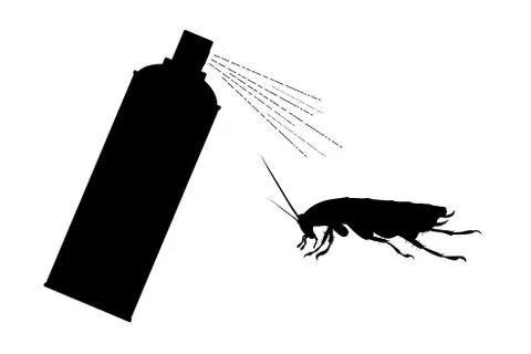 Vector silhouette of cockroach spray on white background. Symbol of annoying  Stock-Illustration