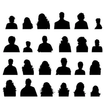 Vector silhouette of collection of different anonymous people. Symbol of name Stock Illustration