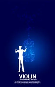 Vector silhouette of conductor hand with music melody note dancing flow shape Ilustração Stock