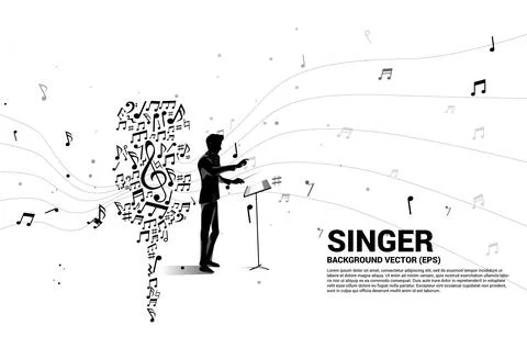 Vector silhouette of conductor with Sound wave microphone icon from music not Stock Illustration