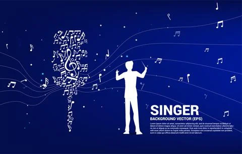 Vector silhouette of conductor with Sound wave microphone icon from music not Stock Illustration