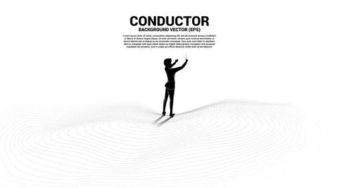 Vector silhouette of conductor with wave surface. Concept background for clas Stock Illustration