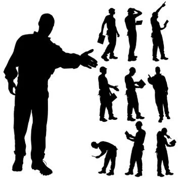 Vector silhouette of construction manager. Stock Illustration