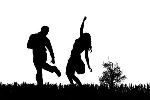 Vector silhouette of couple. Stock Illustration