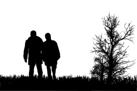 Vector silhouette of couple. Stock Illustration