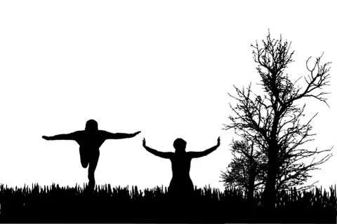 Vector silhouette of couple. Stock Illustration