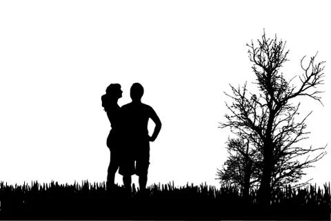 Vector silhouette of couple. Stock Illustration