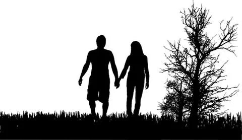 Vector silhouette of couple. Stock Illustration