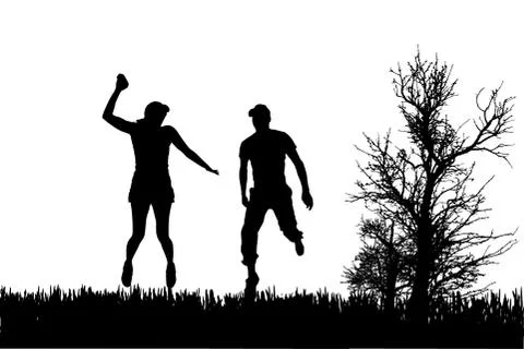 Vector silhouette of couple. Stock Illustration