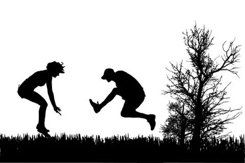 Vector silhouette of couple. Stock Illustration