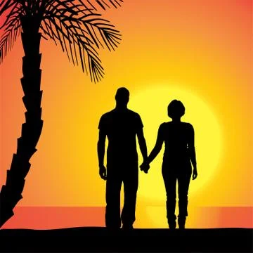 Vector silhouette of couple. Stock Illustration