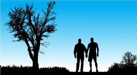 Vector silhouette of couple. Illustrazione stock