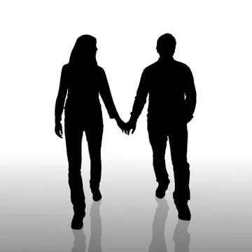 Vector silhouette of couple. Stock Illustration