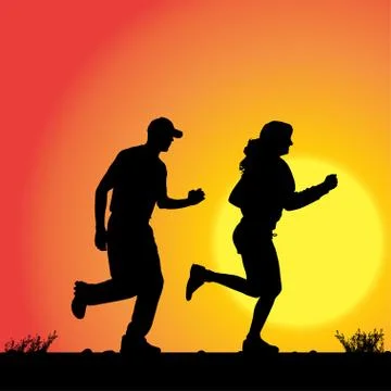 Vector silhouette of couple. Ilustração Stock