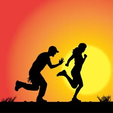 Vector silhouette of couple. Stock Illustration