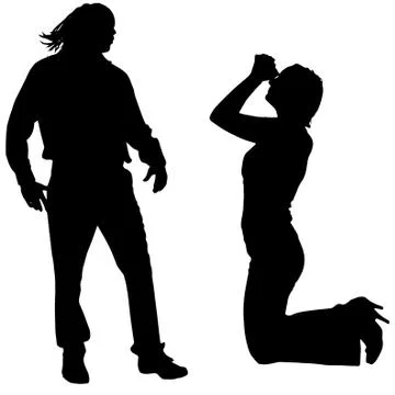 Vector silhouette of couple. Illustrazione stock