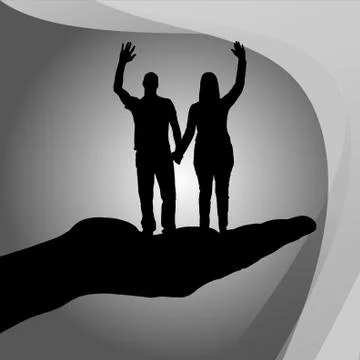 Vector silhouette of couple. Stock Illustration