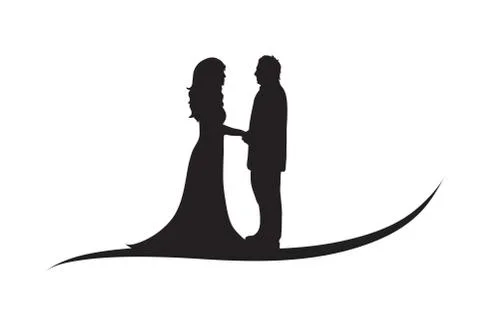 Vector silhouette of couple. Stock Illustration