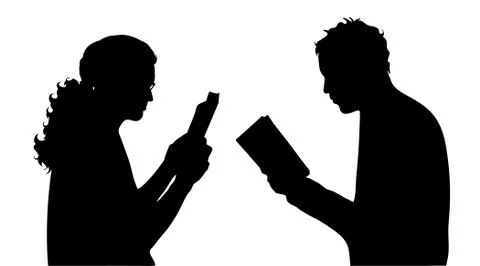 Vector silhouette of couple on white background. Stock Illustration
