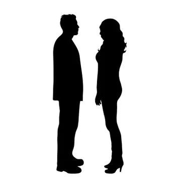 Vector silhouette of couple on white background. Ilustração Stock