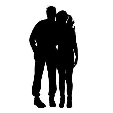 Vector silhouette of couple on white background. Illustrazione stock