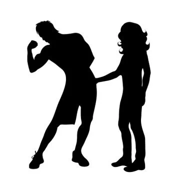 Vector silhouette of couple on white background. Illustrazione stock