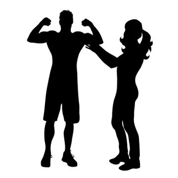 Vector silhouette of couple on white background. Ilustração Stock