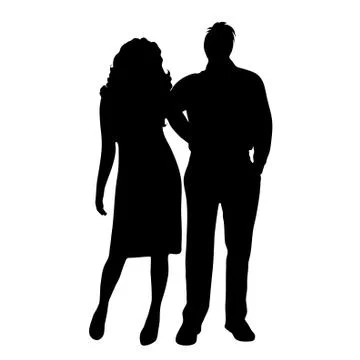 Vector silhouette of couple on white background. Stock Illustration