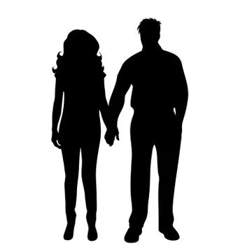 Vector silhouette of couple on white background. Ilustração Stock