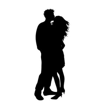 Vector silhouette of couple on white background. Symbol of pair, husband, wif Ilustração Stock