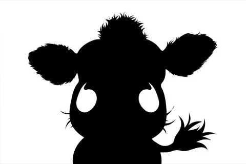 Vector silhouette of cow on white background. Symbol of farm animal. Stock Illustration