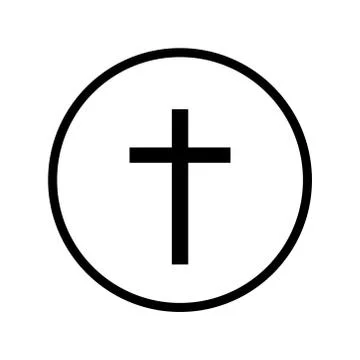 Vector silhouette of cross on white background. Symbol of christianity, relig Stock Illustration