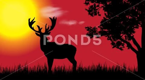 Animal deer silhouette vector icon illustration nature art design