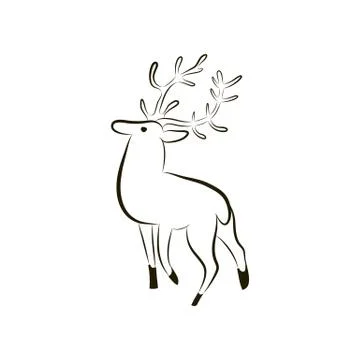 Vector silhouette of a deer on a white background Stock Illustration