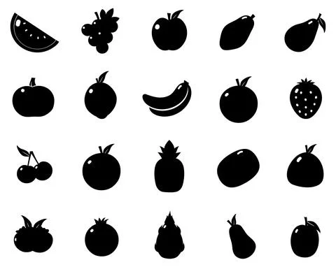Vector silhouette of different fruit stock illustration Stock Illustration
