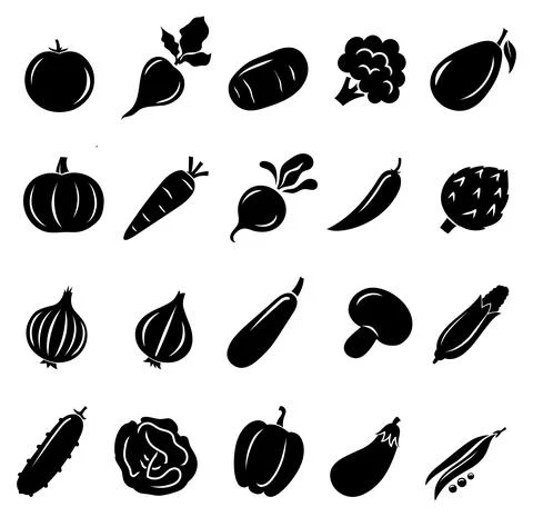 Vector silhouette of different vegetables stock illustration Stock Illustration