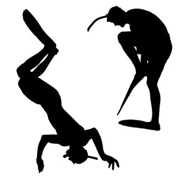 Vector silhouette of a diver. Stock Illustration