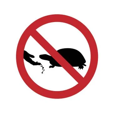 Vector silhouette of do not feed the turtle ban mark on a white background. S Stock Illustration