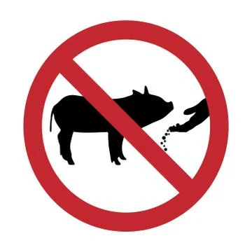 Vector silhouette of do not feeding pig mark on white background. Symbol of p Stock Illustration