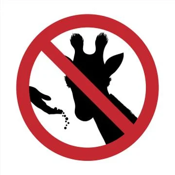 Vector silhouette of do not feeding giraffe mark on white background. Symbol  Stock Illustration