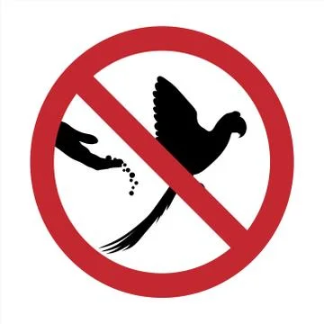 Vector silhouette of do not feeding parrot mark on white background. Symbol o Stockillustratie