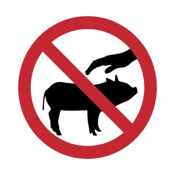 Vector silhouette of do not touch pig on white background. Symbol of prohibit Stock Illustration