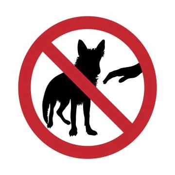 Vector silhouette of do not touch dog mark on white background. Symbol of pro Stock Illustration
