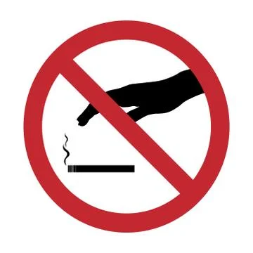 Vector silhouette of do not touch cigarette mark on white background. Symbol  Stock Illustration