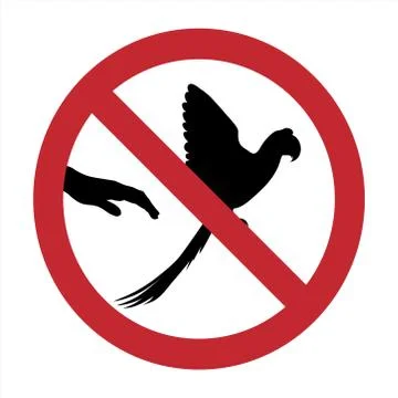 Vector silhouette of do not touch parrot mark on white background. Symbol of  Stock Illustration
