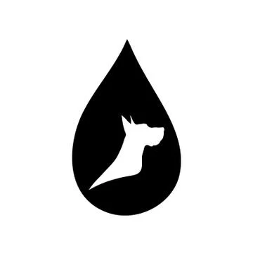 Vector silhouette of the dog in the drop on white background. Stock Illustration
