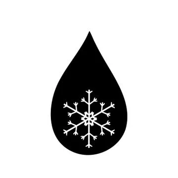 Vector silhouette of drop with snowflake. Stock Illustration