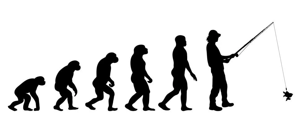 Vector silhouette of evolution of man. Illustrazione stock