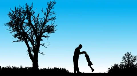 Vector silhouette of family. Stock Illustration
