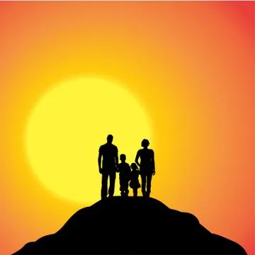 Vector silhouette of family. Stock Illustration